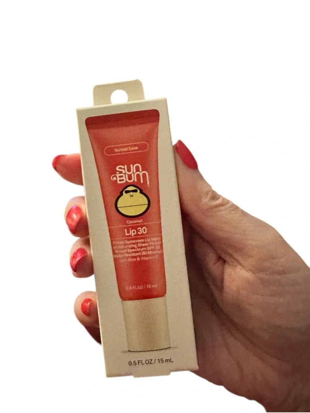 Sun Bum SPF 30 Tinted Lip Balm Sunset Cove Coconut NWT Vegan Coral